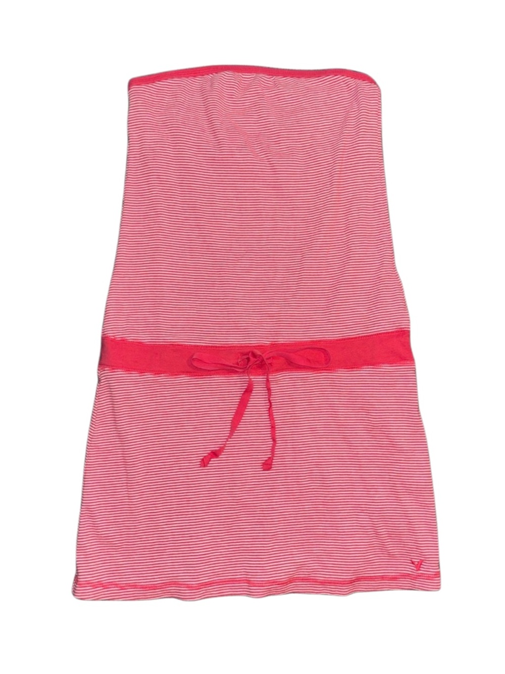 Vintage American Eagle Outfitters Red and Pink Striped Tube Dress Size M